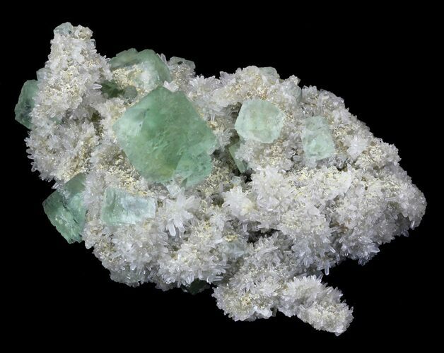 Sea Green Fluorite on Quartz - Fujian Province, China #32493
